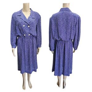Vintage Carriage Court Purple Floral Print Midi Casual Dress Size 18/XL